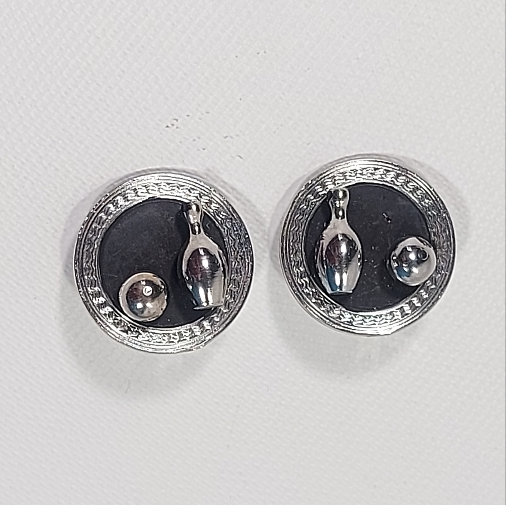 Vintage Bowling Clip On Earrings Bowling Pin Ball Retro Jewelry